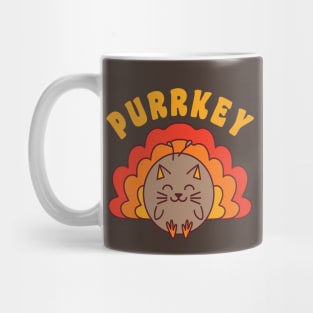 Purrkey Turkey Cat Pun Funny Thanksgiving Cat Lover Kawaii Mug